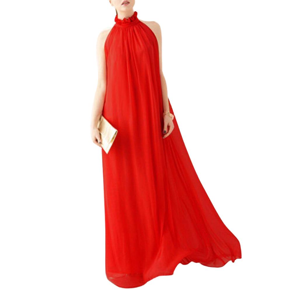 Solid Color Ruffled Collar Sleeveless Maxi Dress with Belt