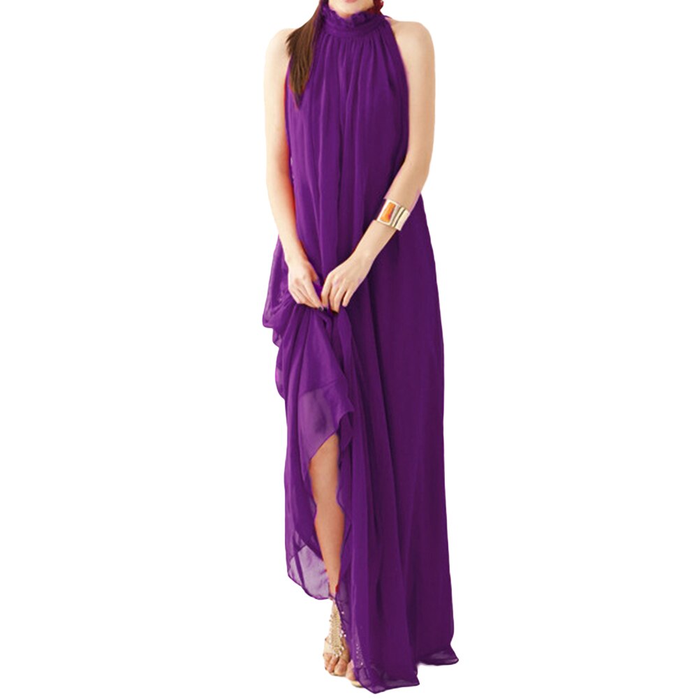 Solid Color Ruffled Collar Sleeveless Maxi Dress with Belt